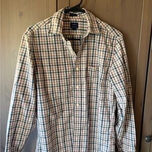 J. Crew Men's Plaid Button-Down Shirt in Blue, Green, and Cream